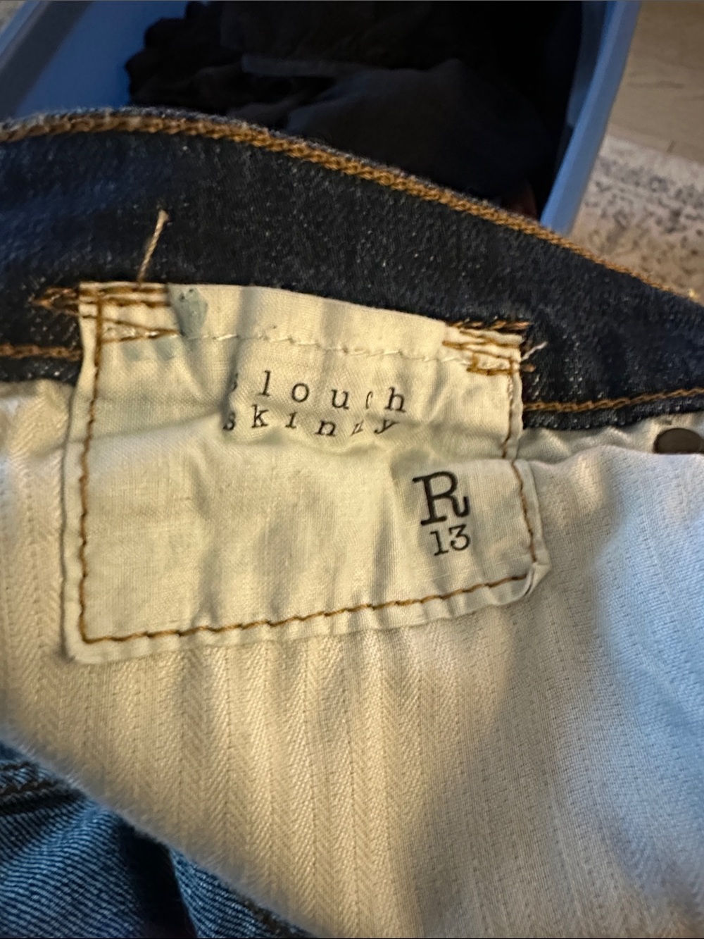 R13 Slouch Skinny Jeans in Dark Blue